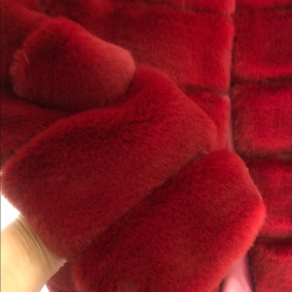 NWOT Wine faux fur jacket - Picture 3 of 4